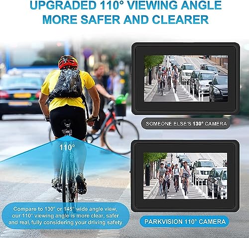 PARKVISION Bike Mirror,1080P AHD Bicycle Rear View Camera with 4.3''Screen,360°Rotatable Bracket DIY Installation Bike Handlebar Mirror,Crystal Night Vision with 110°Appropriate Angle for Most Bikes