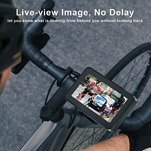 PARKVISION Bike Mirror,1080P AHD Bicycle Rear View Camera with 4.3''Screen,360°Rotatable Bracket DIY Installation Bike Handlebar Mirror,Crystal Night Vision with 110°Appropriate Angle for Most Bikes
