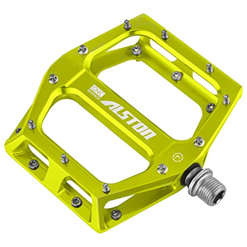 Alston Bike Pedals Bicycle Pedals CNC Bike Platform Pedals 3 Bearings 9/16 Aluminum Alloy Bicycle Pedals Flat Pedals with Anti-Skid Nails for BMX Mountain Road Bike