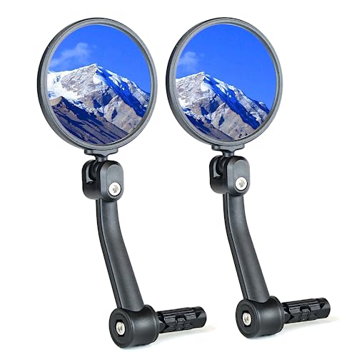 BriskMore Bar End Bike Mirrors, High–Definition Convex Glass Lens for E-Bike Handlebars, Scratch Resistant, Safe Rearview 1 Pair Bicycle Mirror(Right And Left Side) BT-017