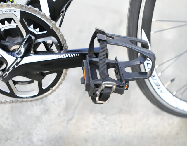 Bike Pedals with Clips and Straps - Silver