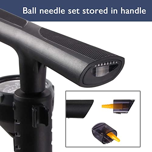 Beto Bike Pump Portable - Bicycle Floor Pump with Industrial Top-Mounted Gauge & Air Bleed Button - Presta Schrader Dunlop Valve Universal, Steel Tube 160 Psi Max