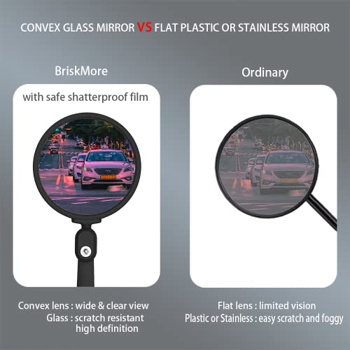 BriskMore Bar End Bike Mirrors, High–Definition Convex Glass Lens for E-Bike Handlebars, Scratch Resistant, Safe Rearview 1 Pair Bicycle Mirror(Right And Left Side) BT-017