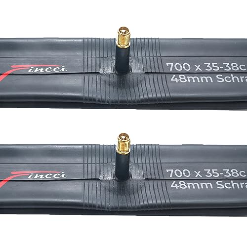 Fincci Bike Inner Tube 700x35c / 32c / 38c - Schrader Valve Inner Tubes 48mm for Cycle Bicycle Bike Tire - Pack of 2