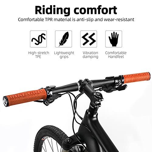 ROCKBROS Bike Handlebar Grips Double Lock-on Bicycle Handle Bar Grips Non-Slip Rubber Hand Grip for Road Urban Foldable Bike MTB BMX Scooter Orange
