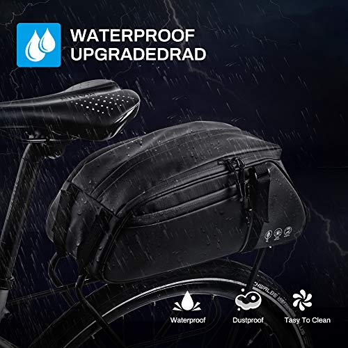 8L Waterproof Rear Bike Rack Bag (Black)