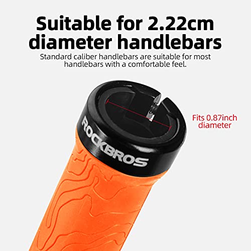 ROCKBROS Bike Handlebar Grips Double Lock-on Bicycle Handle Bar Grips Non-Slip Rubber Hand Grip for Road Urban Foldable Bike MTB BMX Scooter Orange