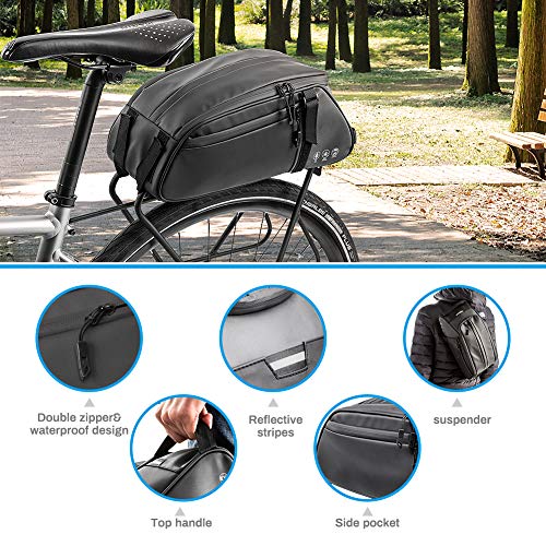 8L Waterproof Rear Bike Rack Bag (Black)