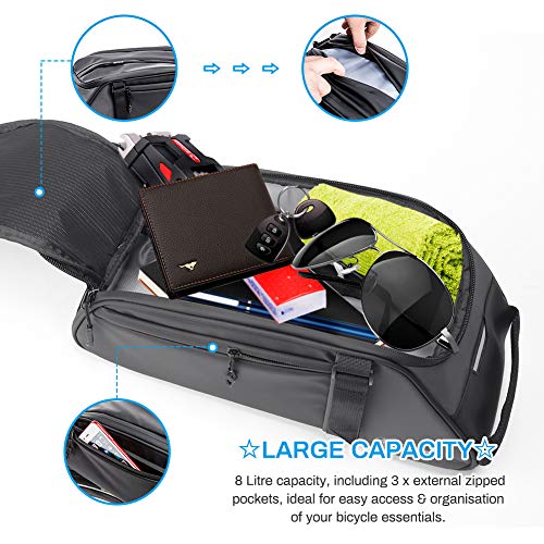 8L Waterproof Rear Bike Rack Bag (Black)