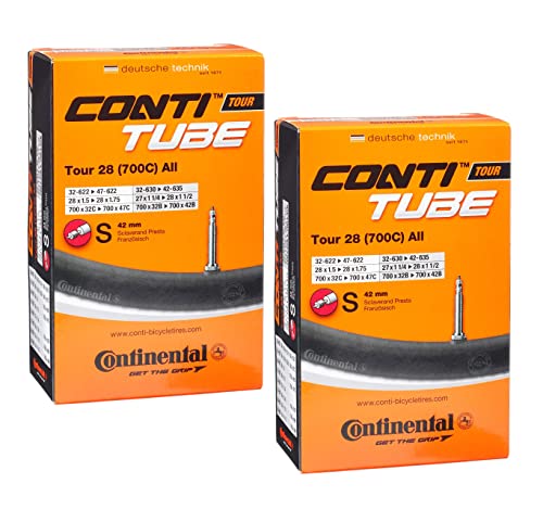 Continental Tour 28 700x32-47 / 28x1.5-1.75" - 42mm Presta Valve - Pack of 2 Tubes