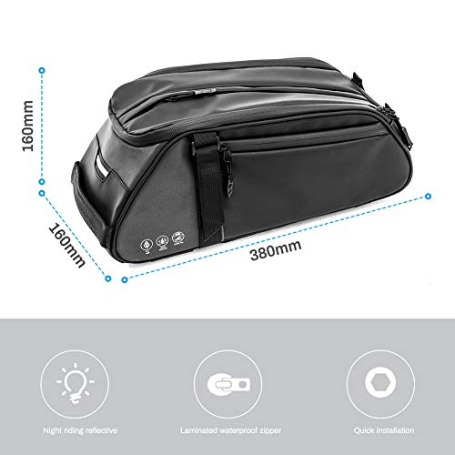8L Waterproof Rear Bike Rack Bag (Black)