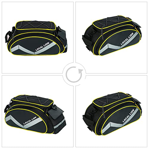 LOCALLION 12L Bike Trunk Bag Bicycle Rack Bag Bike Rear Seat Cargo Bag Bicycle Rack Trunk Panniers Bicycle Rear Rack Storage Luggage (Yellow)