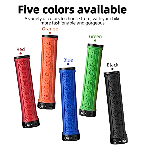 ROCKBROS Bike Handlebar Grips Double Lock-on Bicycle Handle Bar Grips Non-Slip Rubber Hand Grip for Road Urban Foldable Bike MTB BMX Scooter Orange