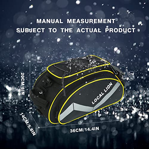 LOCALLION 12L Bike Trunk Bag Bicycle Rack Bag Bike Rear Seat Cargo Bag Bicycle Rack Trunk Panniers Bicycle Rear Rack Storage Luggage (Yellow)