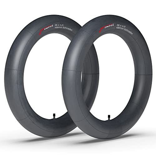 Fincci Fat Bike Inner Tubes 26 x 4.0 Pair 48mm Schrader Valve for Fat Electric Bicycle - Pack of 2 26x4.0 Fat Tire Bike Tube