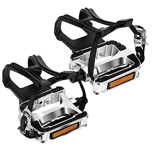 Alloy Bike Pedals with Toe Clips and Straps
