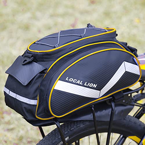 LOCALLION 12L Bike Trunk Bag Bicycle Rack Bag Bike Rear Seat Cargo Bag Bicycle Rack Trunk Panniers Bicycle Rear Rack Storage Luggage (Yellow)