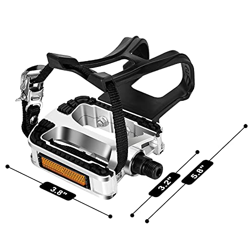 Alloy Bike Pedals with Toe Clips and Straps