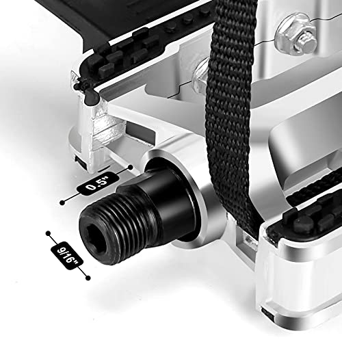 Alloy Bike Pedals with Toe Clips and Straps