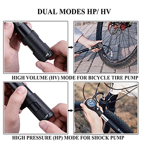 Mini 2-in-1 Bike Pump with Pressure Gauge