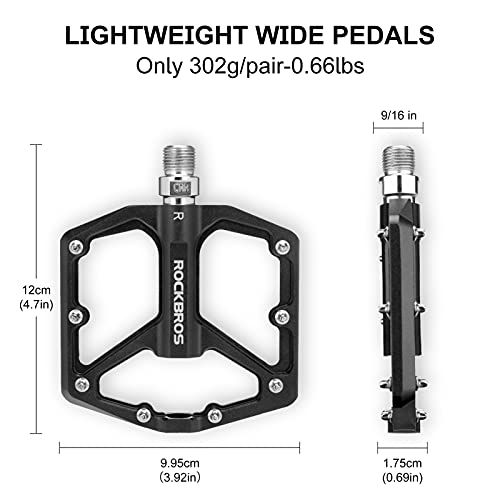 ROCKBROS Aluminum MTB Flat Pedals 9/16" Bearing