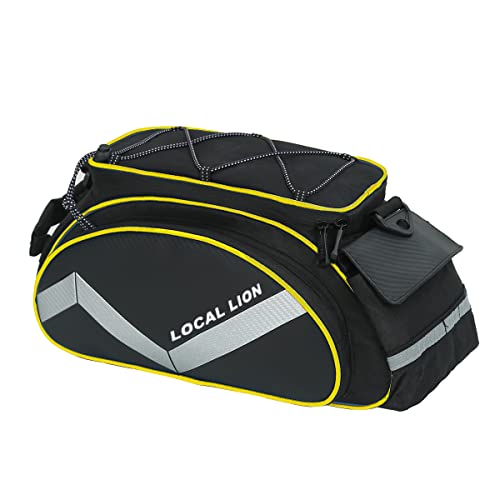 LOCALLION 12L Bike Trunk Bag Bicycle Rack Bag Bike Rear Seat Cargo Bag Bicycle Rack Trunk Panniers Bicycle Rear Rack Storage Luggage (Yellow)