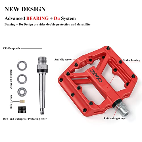 Lightweight Nylon Fiber MTB Pedals with Anti-Skid Nails
