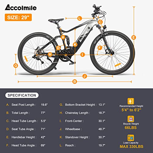 Accolmile 29" Electric Mountain Bike - ColaBear Adult Ebike