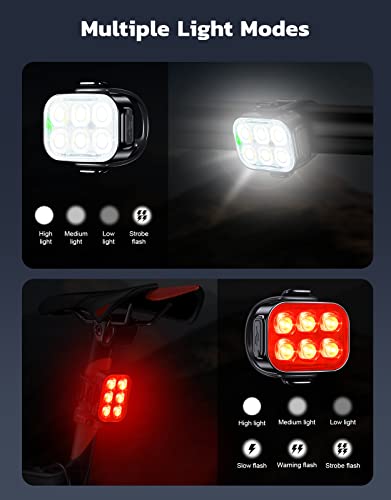 Ultra-slim rechargeable bike lights with 10 modes