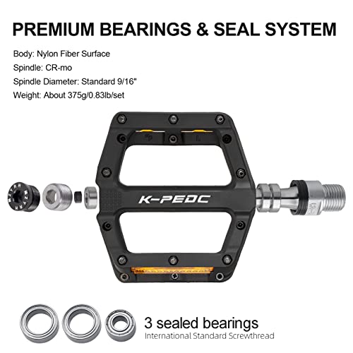 Reflective Road/MTB Bike Pedals (Black)