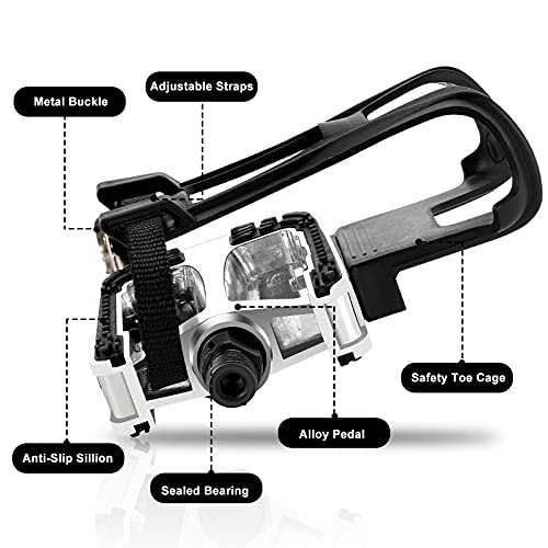 Alloy Bike Pedals with Toe Clips and Straps