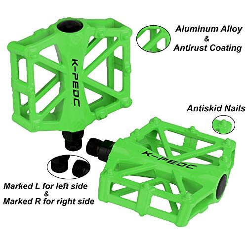 Lightweight Sealed Bearing Road Bike Pedals (Green)
