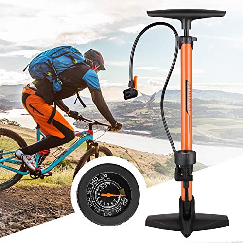 Bike Floor Pump with Gauge - 160 PSI