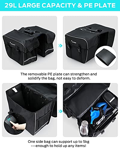 Sportneer Bike Panniers with Large Pockets & Hooks