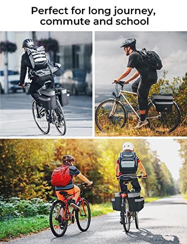 30L Water-Resistant Rear Rack Bike Bag, Grey