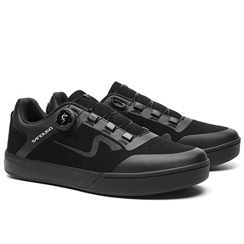 SANDUGO MTB Mountain Bike Cycling Shoes for Men,2 Bolts Suitable All SPD Pedals(XC/AM), Compatible with Peloton Lightweight and Comfortable,Black