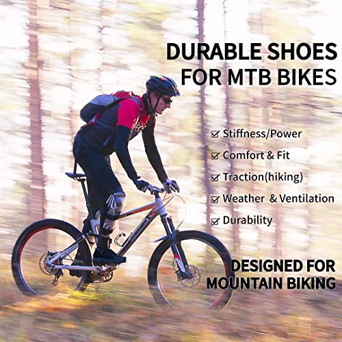 SANDUGO MTB Mountain Bike Cycling Shoes for Men,2 Bolts Suitable All SPD Pedals(XC/AM), Compatible with Peloton Lightweight and Comfortable,Black