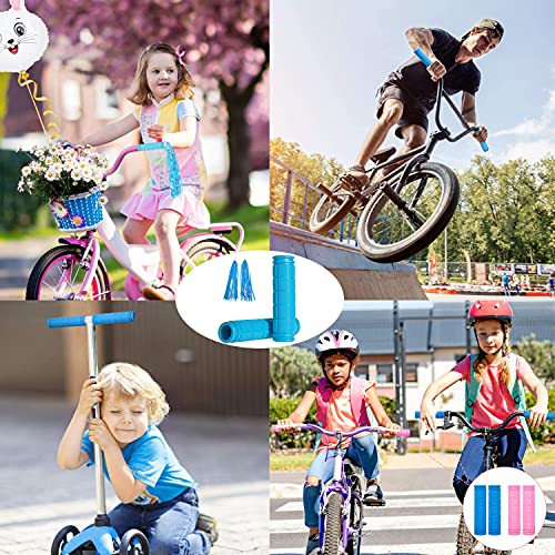 Bike Handlebar Grips with Tassel Streamers, Non-Slip Soft Rubber Bike Handle Grips for Kids and Girls Boys, Mountain Bike MTB BMX Scooter Cruiser Bicycle Repair Replacement Parts