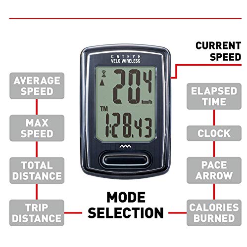 CAT EYE Velo Wireless Bike Computer, Black