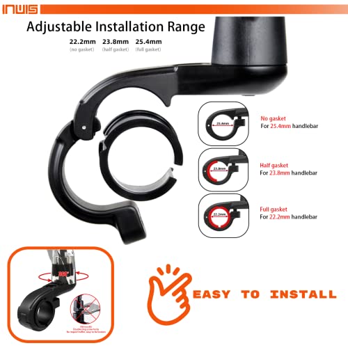 Bike Rear View Mirror -Left side- 360° Rotative Fiberglass Arm - Innovative Impact Absorption - Anti-Reflective Coating - Wide Angle - Easy Set Up - Fits Handlebars Ø22.2-Ø25.4mm (LEFT SIDE)