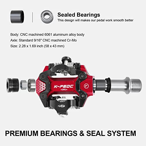 Dual-Sided Lightweight MTB Clipless Pedals with Cleats