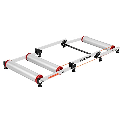 ROCKBROS Bike Rollers Adjustable Bike Trainer Stand Foldable Indoor Cycling Bicycle Roller with Resistance for MTB Road Bike Exercise (White)