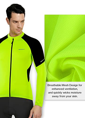 BERGRISAR Men's Long Sleeve Cycling Jersey (Yellow/Large)