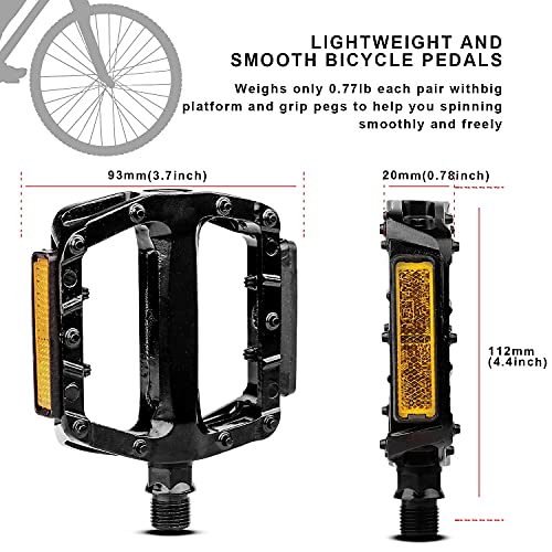 AVASTA Aluminum Flat Platform Bike Pedals with Reflector