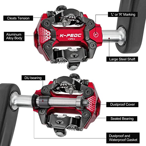 Dual-Sided Lightweight MTB Clipless Pedals with Cleats