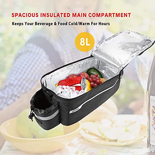 Insulated 8L Rear Bike Trunk with Bottle Holder
