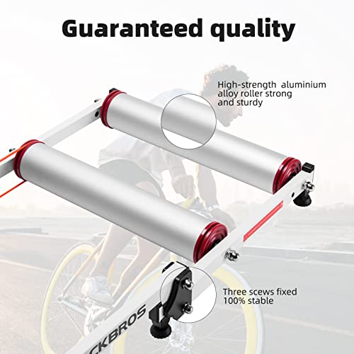 ROCKBROS Bike Rollers Adjustable Bike Trainer Stand Foldable Indoor Cycling Bicycle Roller with Resistance for MTB Road Bike Exercise (White)