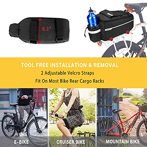 Insulated 8L Rear Bike Trunk with Bottle Holder