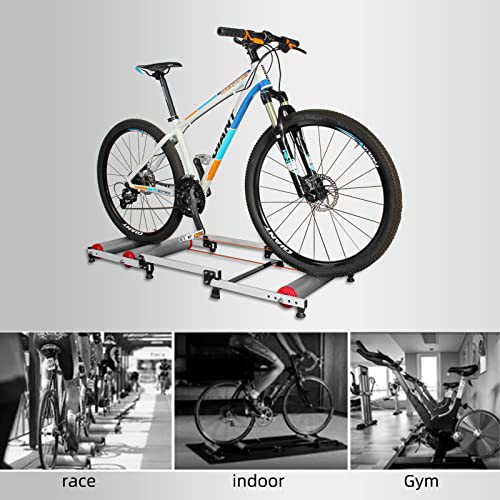 ROCKBROS Bike Rollers Adjustable Bike Trainer Stand Foldable Indoor Cycling Bicycle Roller with Resistance for MTB Road Bike Exercise (White)