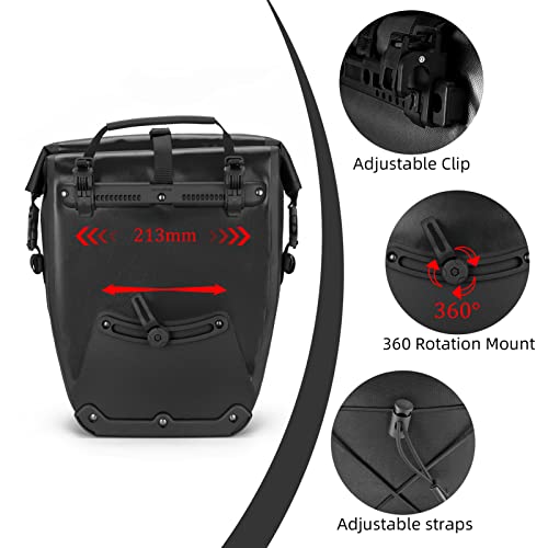 ROCKBROS Waterproof Bike Panniers - Black (x2)